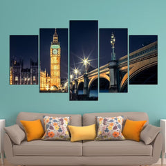 London Big Ben at Night Wall Art Decor Canvas Printing