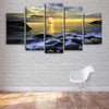 Image of Rocky Beach Sunset Wall Art Decor Canvas Printing