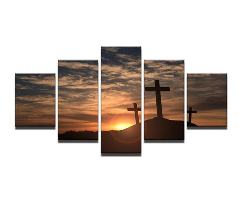 Cross Sunset Landscape Wall Art Canvas Print Decor - CozyArtDecor