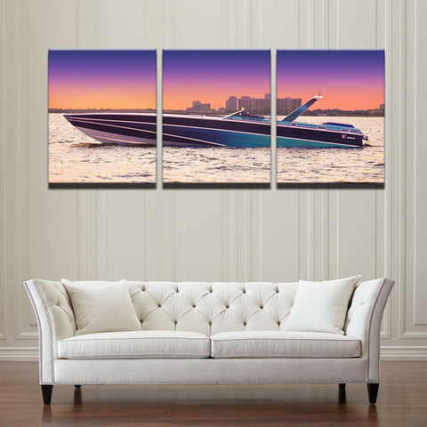 Sunset Yacht Ship Boat Seascape Wall Decor Art - CozyArtDecor