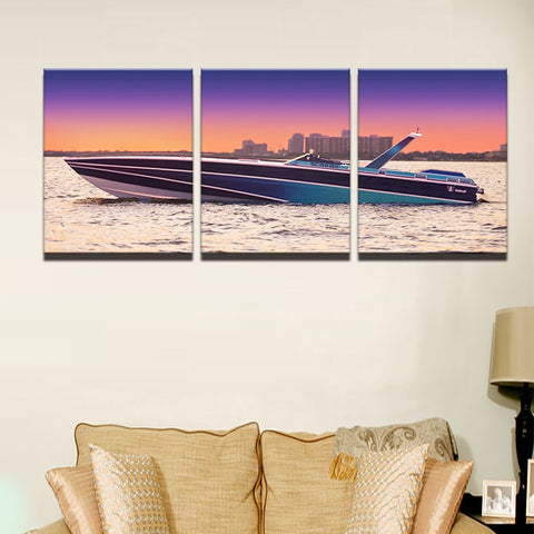 Sunset Yacht Ship Boat Seascape Wall Decor Art - CozyArtDecor