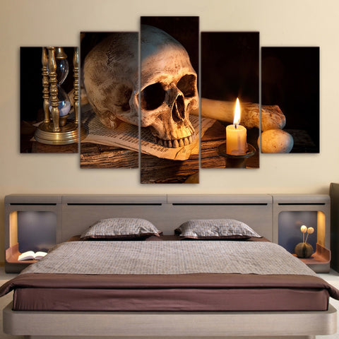 Scary Skull Burning Candle Halloween Wall Art Decor - CozyArtDecor