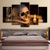 Image of Scary Skull Burning Candle Halloween Wall Art Decor - CozyArtDecor