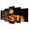 Image of Scary Skull Burning Candle Halloween Wall Art Decor - CozyArtDecor