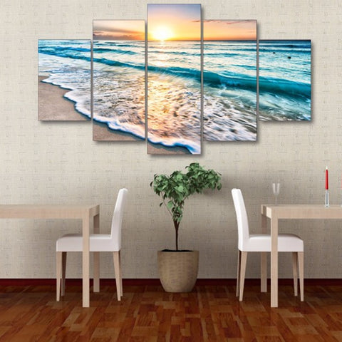 Seascape Sunset Beach Wall Art Canvas Print Decor - CozyArtDecor