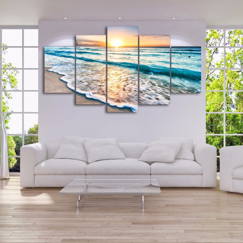 Seascape Sunset Beach Wall Art Canvas Print Decor - CozyArtDecor