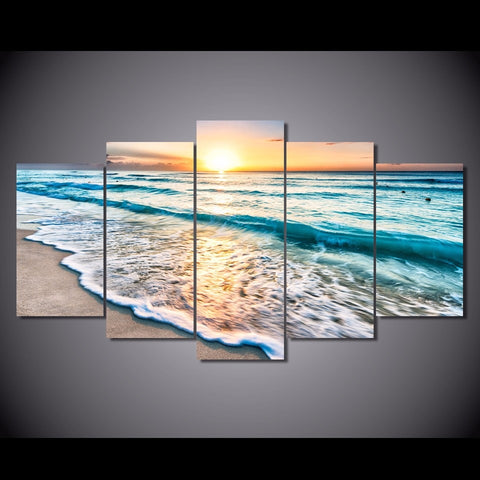 Seascape Sunset Beach Wall Art Canvas Print Decor - CozyArtDecor