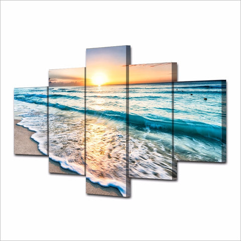 Seascape Sunset Beach Wall Art Canvas Print Decor - CozyArtDecor