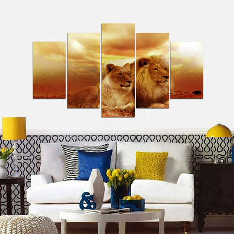 Couple Lions Sunset Wall Art Decor - CozyArtDecor