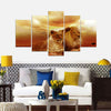 Image of Couple Lions Sunset Wall Art Decor - CozyArtDecor