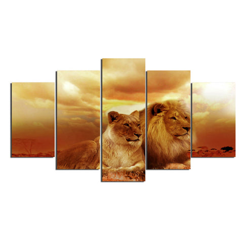 Couple Lions Sunset Wall Art Decor - CozyArtDecor