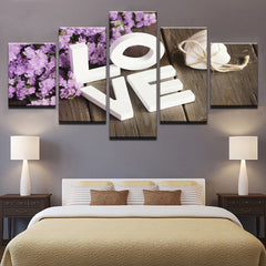 Purple Flower LOVE Letter Wall Art Decor - CozyArtDecor