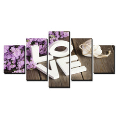 Purple Flower LOVE Letter Wall Art Decor