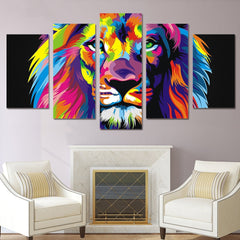 Colorful Abstract Lion Animal Wall Art Decor