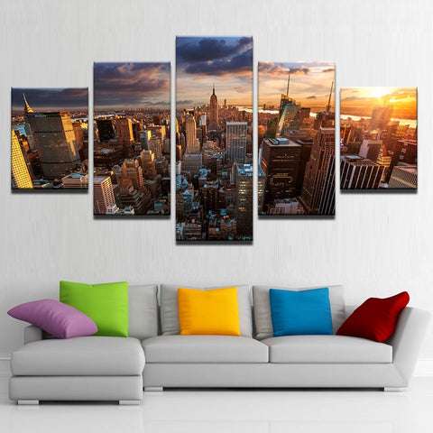 New York City Building Sunset Wall Decor Art - CozyArtDecor