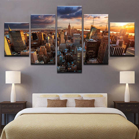 New York City Building Sunset Wall Decor Art - CozyArtDecor