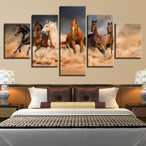 Galloping Six Horses Racing Wall Art Canvas Print Decor - CozyArtDecor