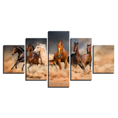 Galloping Six Horses Racing Wall Art Canvas Print Decor - CozyArtDecor