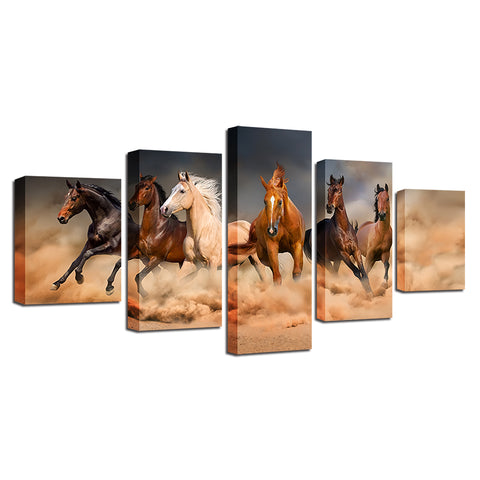 Galloping Six Horses Racing Wall Art Canvas Print Decor - CozyArtDecor