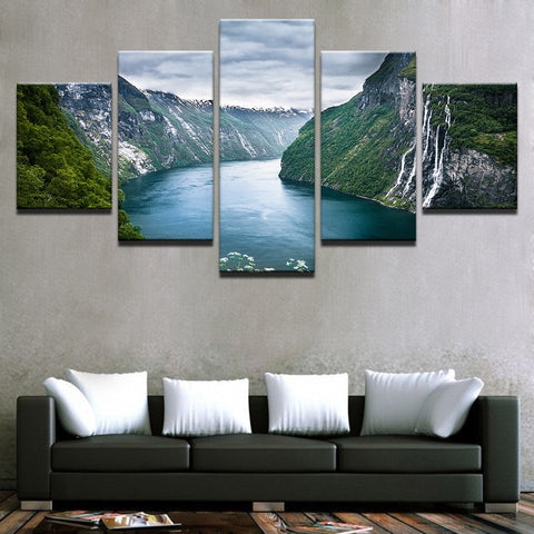 Green Mountain And River Natural Wall Art Decor - CozyArtDecor