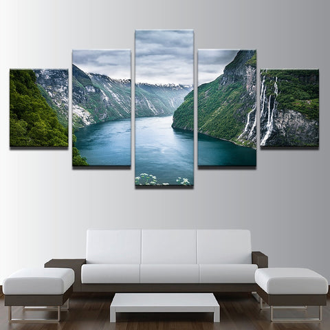 Green Mountain And River Natural Wall Art Decor - CozyArtDecor