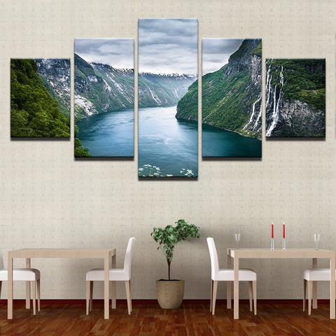 Green Mountain And River Natural Wall Art Decor - CozyArtDecor