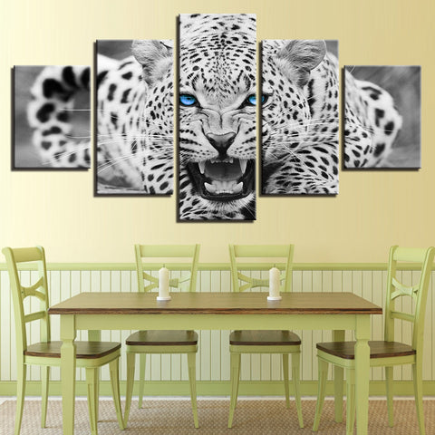 Blue Eyes Black-White Leopard Wall Art Decor - CozyArtDecor