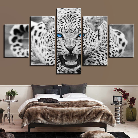 Blue Eyes Black-White Leopard Wall Art Decor - CozyArtDecor