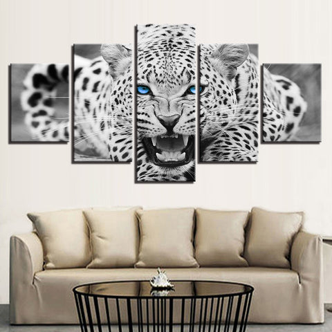 Blue Eyes Black-White Leopard Wall Art Decor - CozyArtDecor