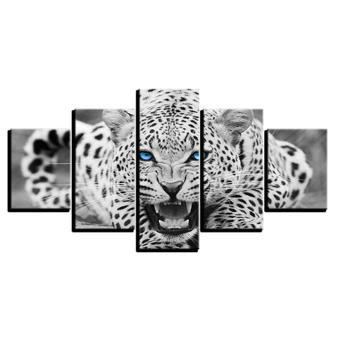 Blue Eyes Black-White Leopard Wall Art Decor - CozyArtDecor