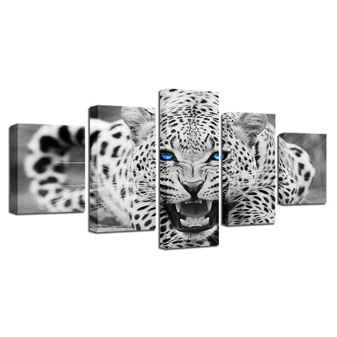 Blue Eyes Black-White Leopard Wall Art Decor - CozyArtDecor