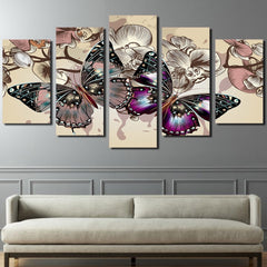 Flowers  Butterfly Wall Art Canvas Print Decor - CozyArtDecor