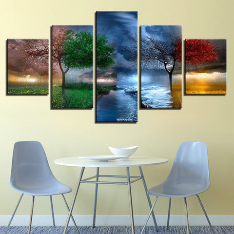 4 Season Trees Abstract Landscape Wall Art Decor - CozyArtDecor