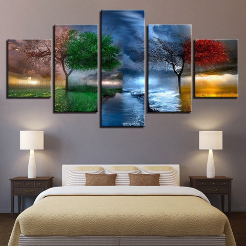 4 Season Trees Abstract Landscape Wall Art Decor - CozyArtDecor