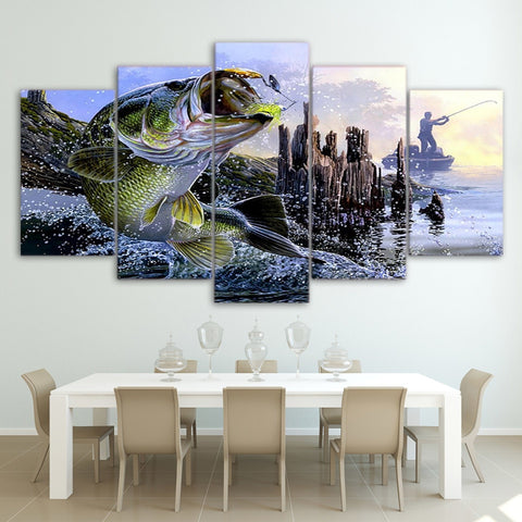Big Bass Fishing Wall Art Canvas Print Decor - CozyArtDecor