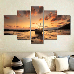 Ship Boat Sunset Seascape Wall Art Decor Canvas Prints