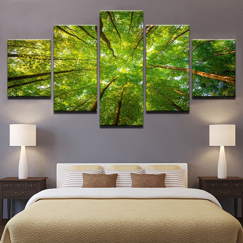 Green Forest Sunshine Trees Wall Art Canvas Print Decor - CozyArtDecor