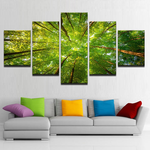 Green Forest Sunshine Trees Wall Art Canvas Print Decor - CozyArtDecor