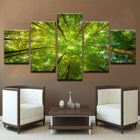 Green Forest Sunshine Trees Wall Art Canvas Print Decor - CozyArtDecor