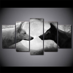 Wolf Black And White Couple Wolves Wall Art Decor - CozyArtDecor