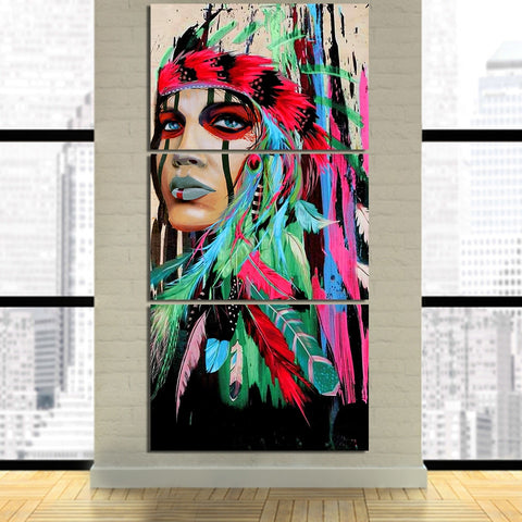 Native American Indian With Feathered Wall Art Decor - CozyArtDecor