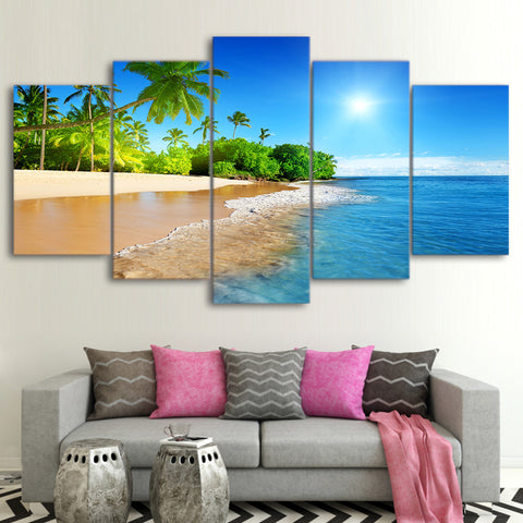 Palm Trees Sunshine Beach Seascape Wall Art Decor - CozyArtDecor