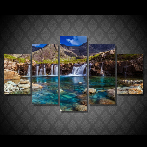 Mountain Waterfall Stone River Wall Art Decor - CozyArtDecor