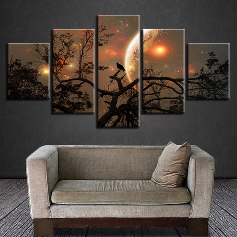 Crows On Branches Tree Halloween Moon Wall Decor Art - CozyArtDecor