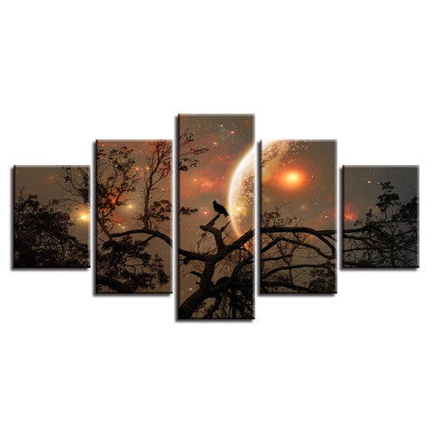 Crows On Branches Tree Halloween Moon Wall Decor Art - CozyArtDecor