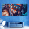 Image of Native American Indian Girl Feathered Wall Art Decor - CozyArtDecor