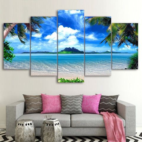 Palm Beach Blue Sky White Cloud Wall Art Decor - CozyArtDecor