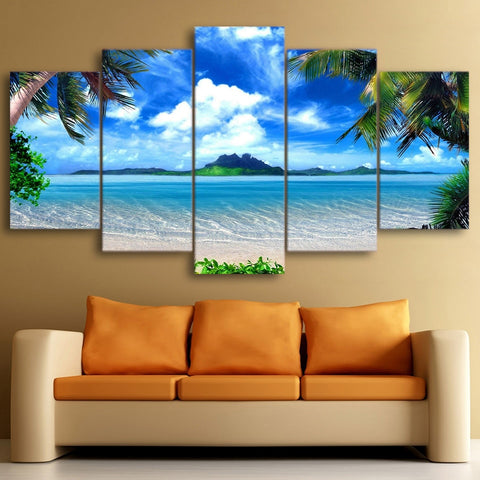 Palm Beach Blue Sky White Cloud Wall Art Decor - CozyArtDecor