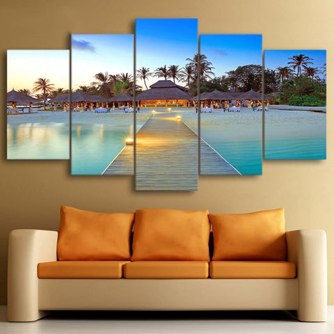 Palm Beach Sea Bridge Wall Art Canvas Print Decor - CozyArtDecor