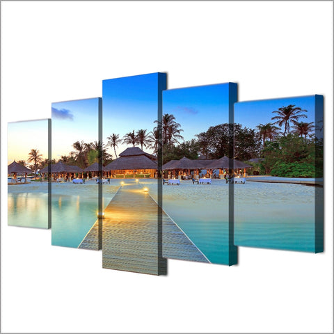 Palm Beach Sea Bridge Wall Art Canvas Print Decor - CozyArtDecor